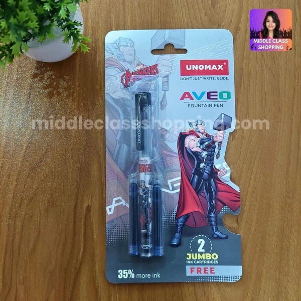Premium Quality Unomax Thor Fountain Pen With  Jumpo Ink 2 Catridges MC575
