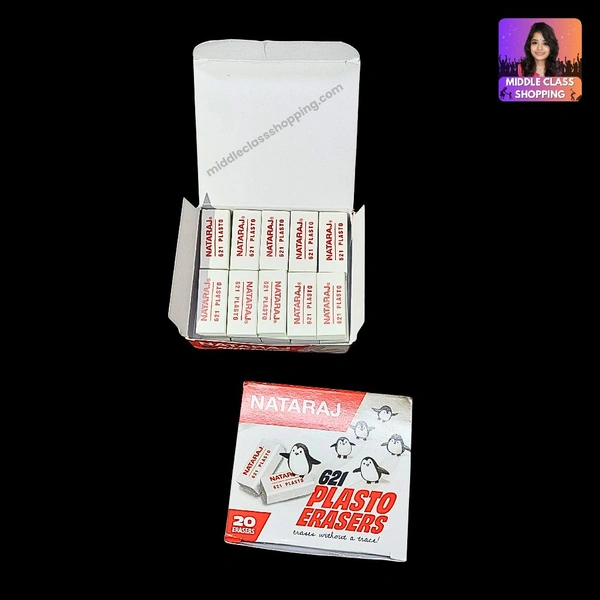 High Quality  Nataraj 621 Plasto Eraser Set (20pcs) MC603