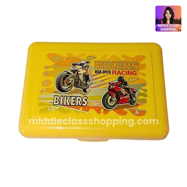 Kids Favourite High Quality Big Sized Lunch Or Snacks Box With 2 Divisions And Spoon (15.8×11.3cms) MC605