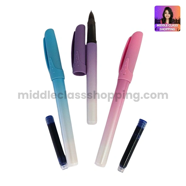 Zaini High Quality Cute Soft Gradient Colored Smooth Writing  Fountain Pen With Catridge Ink MC608