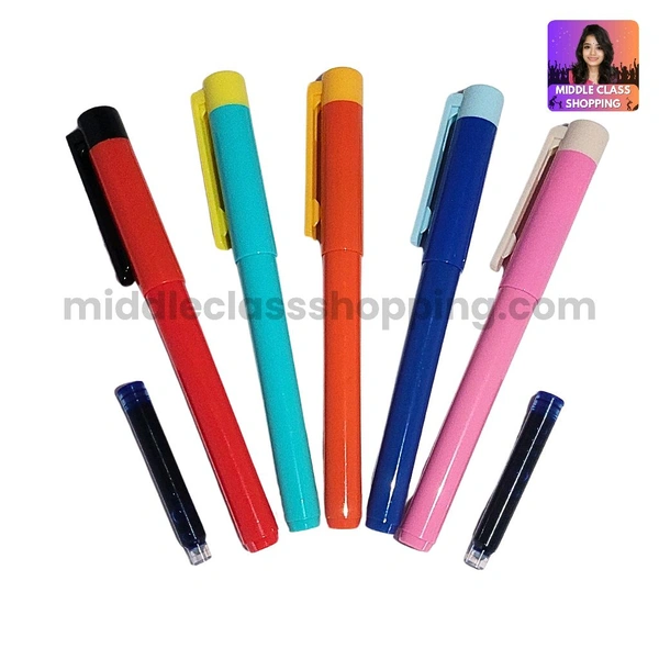 Dhiyu Cute Dual Solid Colored Premium Fountain Pen With Catridge Ink MC609