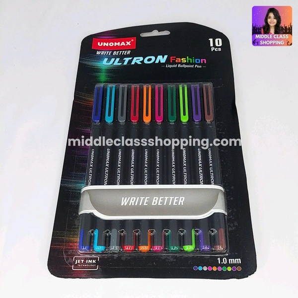 Unomax Ultron Fashion 10 in 1 Ink Jet Technology Multicolor Pens (10 Colors) MC622