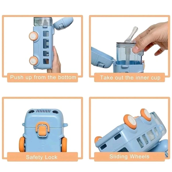 High Quality Kids Favorite Bus Shaped Water Bottle With Working Tyre MC636