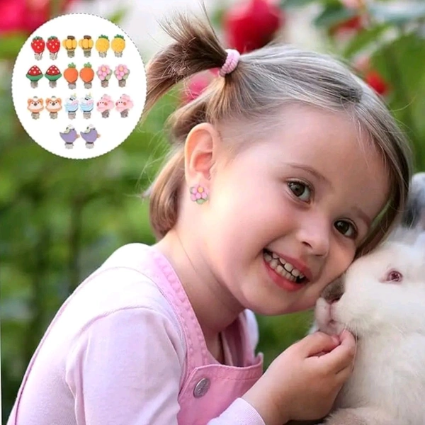 Kids Favorite Cute Colorful Catroon Fancy Ear Rings (3 Pairs) MC638