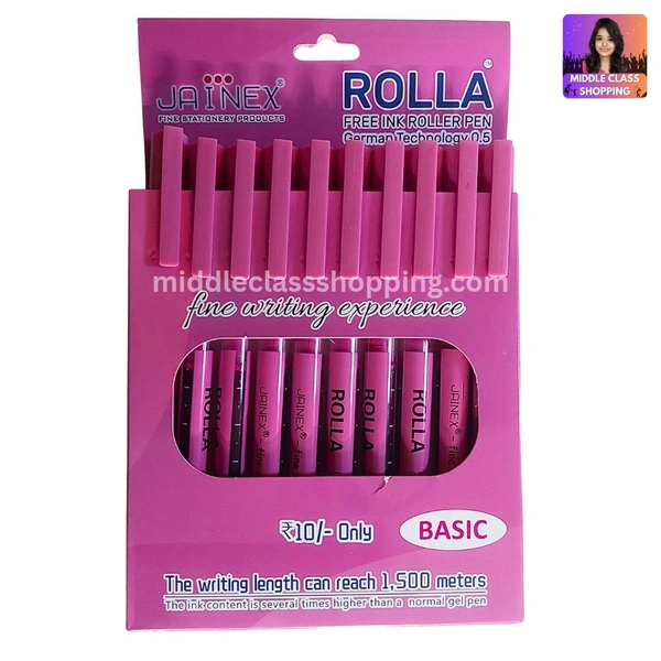 Jainex Rolla Roller Ink Pen (PINK 10pcs) MC641