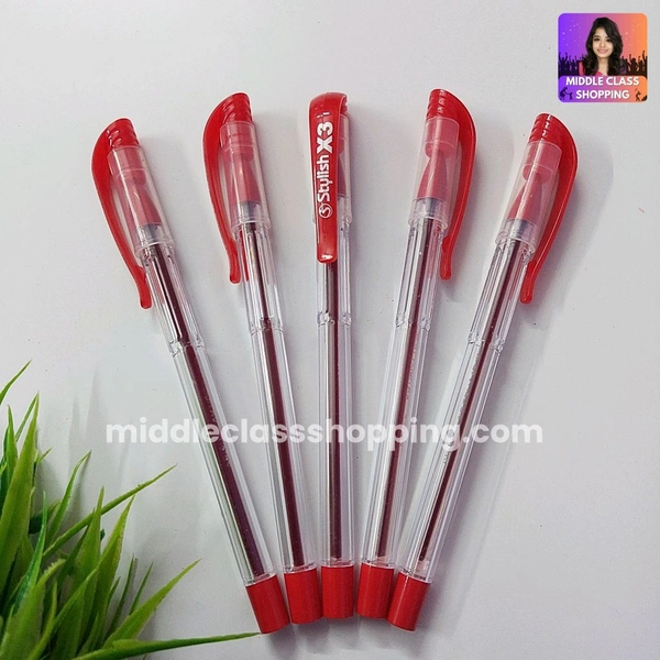Premium High Quality Stylish X3 Ball Point Tip Pen (RED) MC663