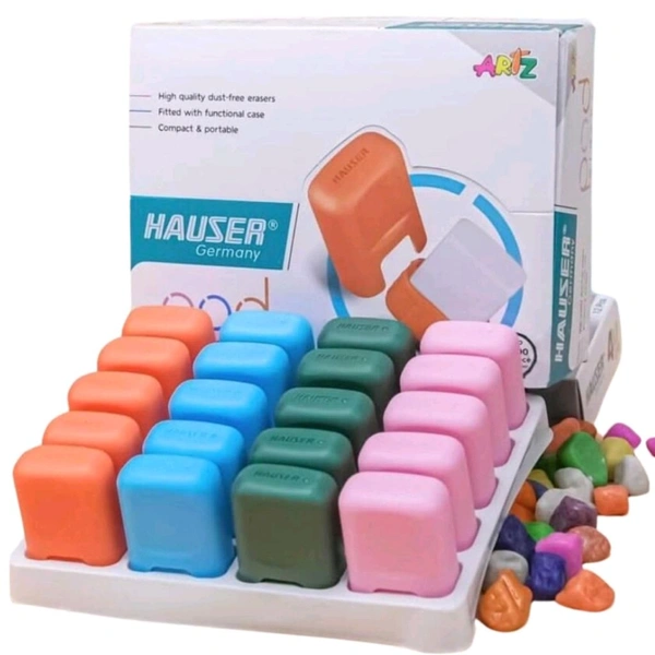 Hauser High Quality Dust Free Erasers With Plastic Case And Lid MC668