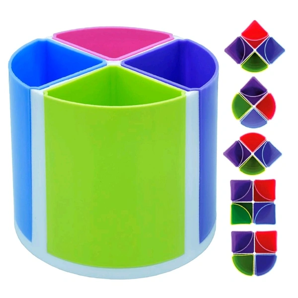 Super Cute Rainbow Colored Multi-Shaped Pen Stand With 4 Compartments MC674