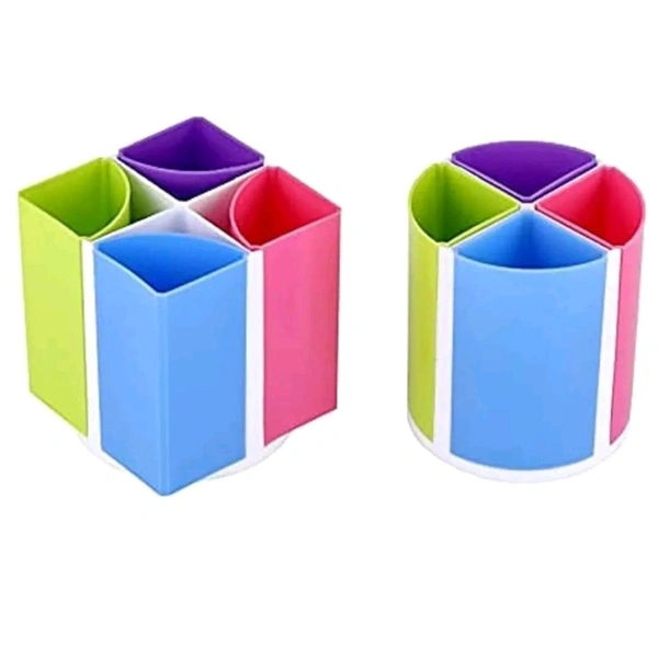Super Cute Rainbow Colored Multi-Shaped Pen Stand With 4 Compartments MC674