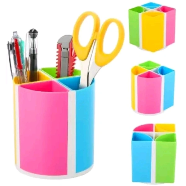 Super Cute Rainbow Colored Multi-Shaped Pen Stand With 4 Compartments MC674