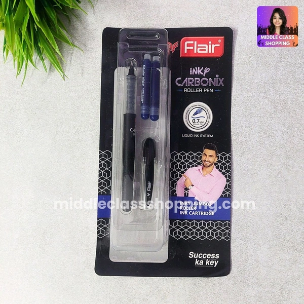 Premium Quality Flair Carbonix Liquid Ink System Roller Pen With 2 Jumpo Catridges MC700