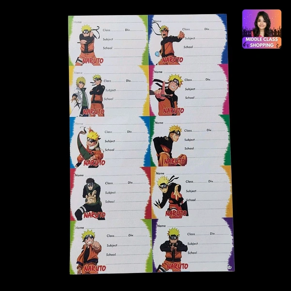 Kids Favorite Naruto Cartoon School Notebook Label Stickers (10pcs) MC721