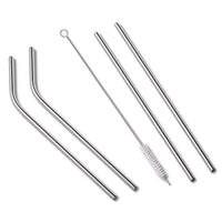 High Quality Reusable 5 in 1 Stainless Steel Straw Set With Cleaning Brush MC730
