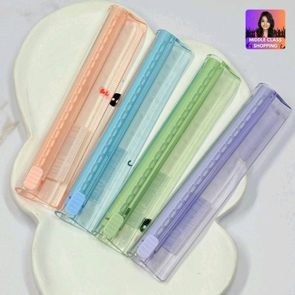 Trending 2 in 1 10cm Scale Ruler With Long Click Eraser MC740
