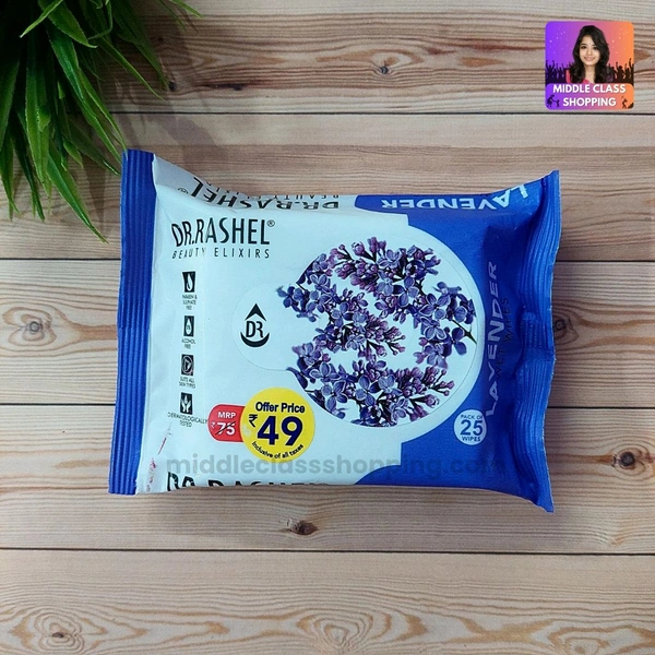 (PACK OF 25) Dr.Rashel Beauty Elixirs Professional Soft Wet Wipes (Lavender) MC748