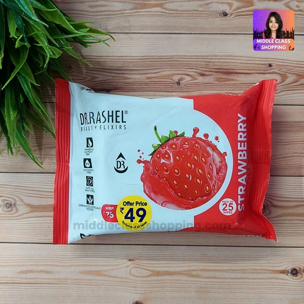 (PACK OF 25) Dr.Rashel Beauty Elixirs Professional Soft Wet Wipes (Strawberry) MC747