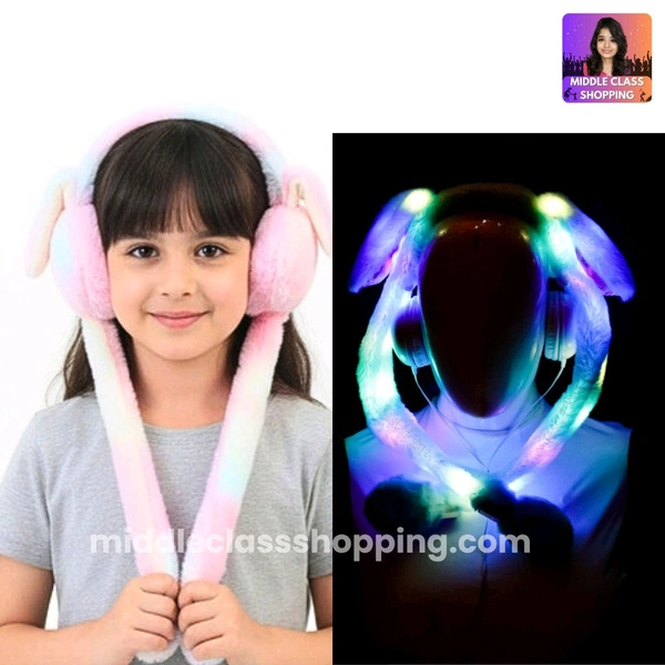 Kids Favorite Cute Colored Earmuffs With Jumping Ears (With Lights) MC766
