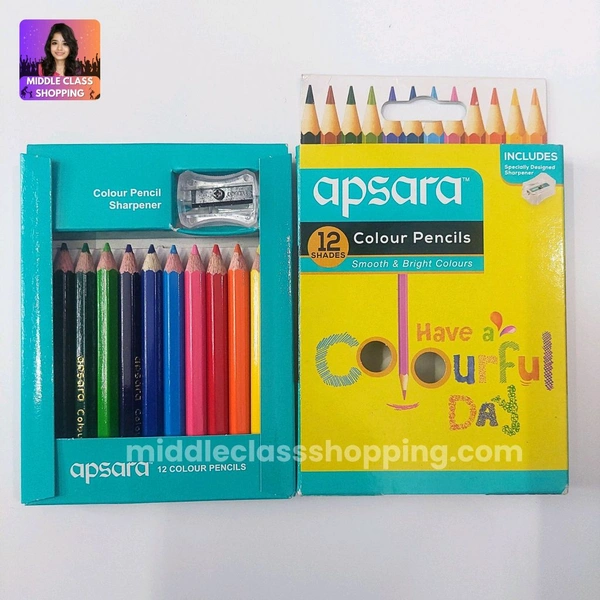 Apsara Premium Smooth And Bright Colour Pencils With Sharpner (12 SHADES) MC774