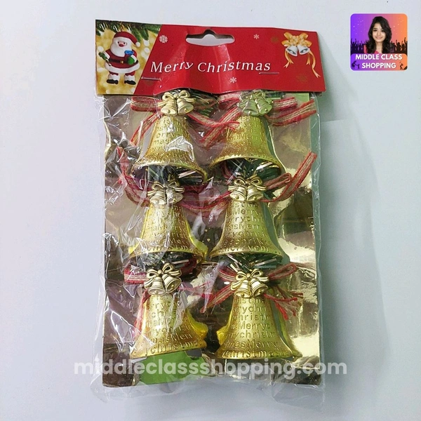 Cute 6pcs Golden Shining Colorful Jingle Bells Christmas Decoration Hanging Set (6pcs) MC838