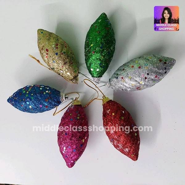 Big Sized 6pcs Multicolor Shining Colorful Oval  Christmas Decoration Hanging Set (6pcs) MC842
