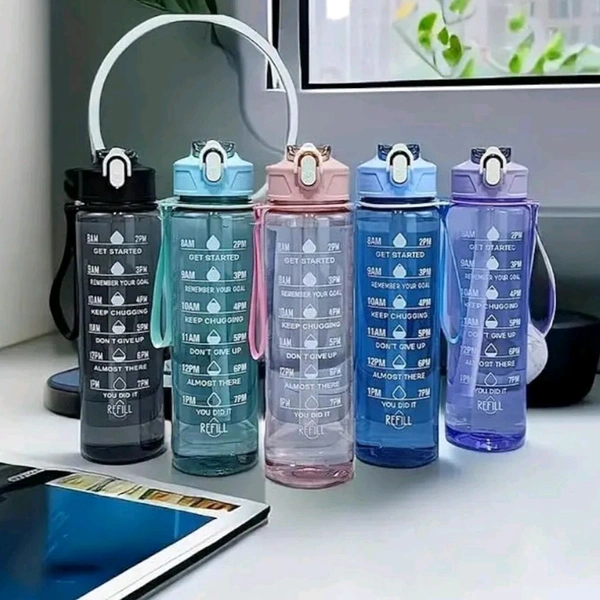 High Quality Cute Transparent Motivational Bottle With Time Markings (900ml) MC920