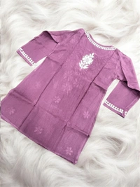 Dark Wine Reyon Chikankari Kids Dress - Dark Wine, 16
