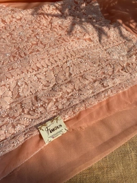 Peach Chikankari Georgette Unstiched Dress