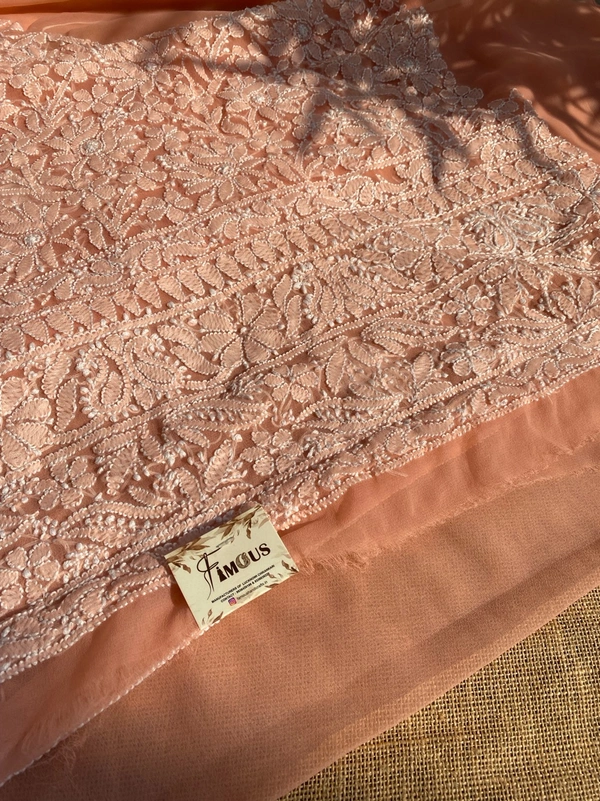 Peach Chikankari Georgette Unstiched Dress