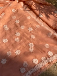 Peach Chikankari Georgette Unstiched Dress