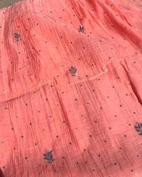 Roohani – Peach Handcrafted Mukaish Gown Set - Semi Stiched - Semi Stiched, Peach