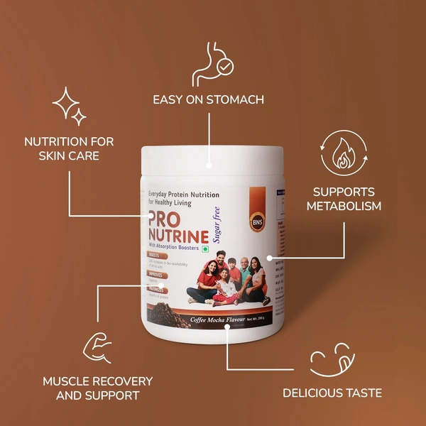 Cutis PRO NUTRINE Everyday Protein Nutrition Family Pack of 2 | Coffee Mocha Flavour | Sugar-Free | No Gluten | Essential Nutrients | Zero Added Sugar - 2 x 200 Grams, 2