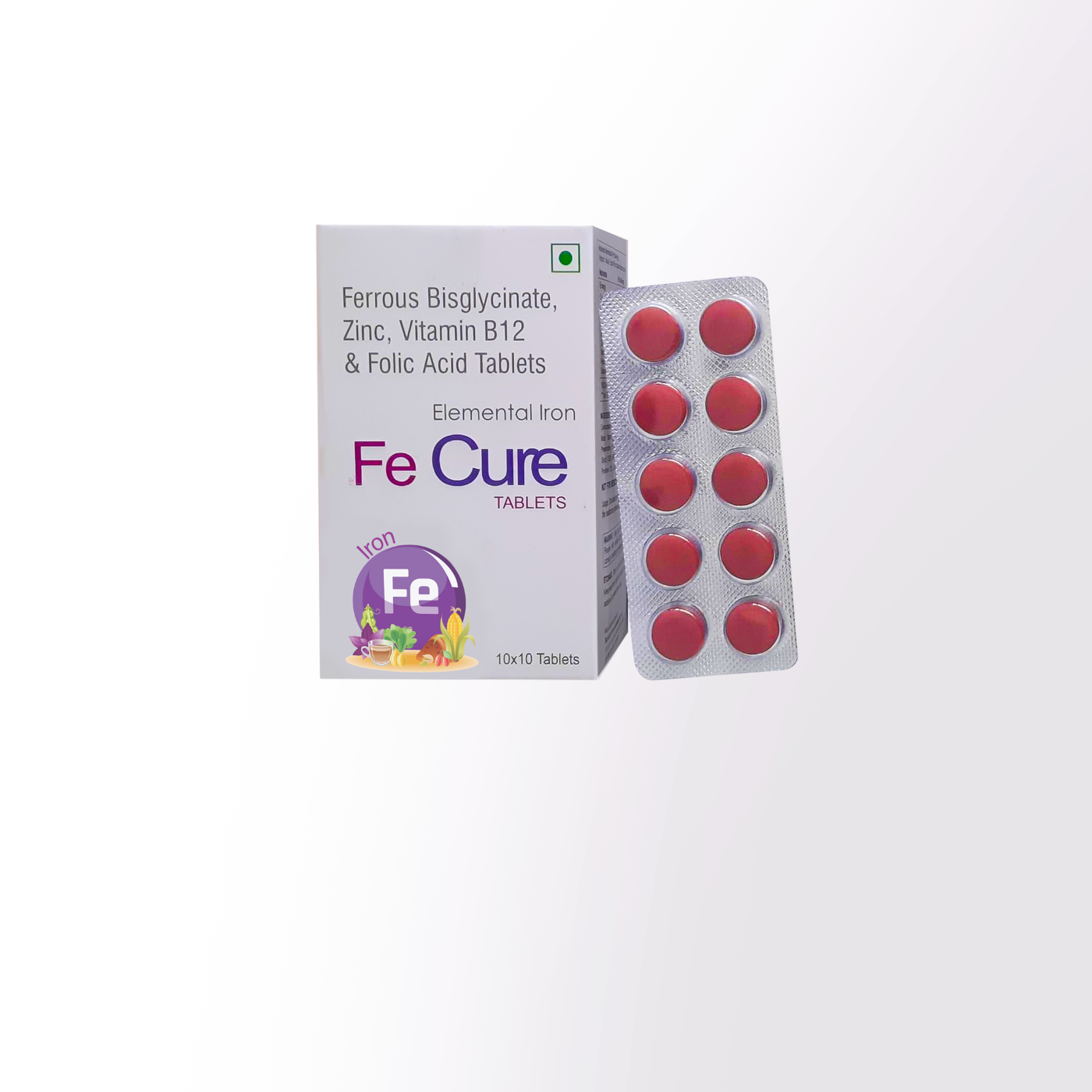 CUTIS Fe Cure Tablet With Elemental Iron, Ferrous, Bisglycinate, Zinc ...