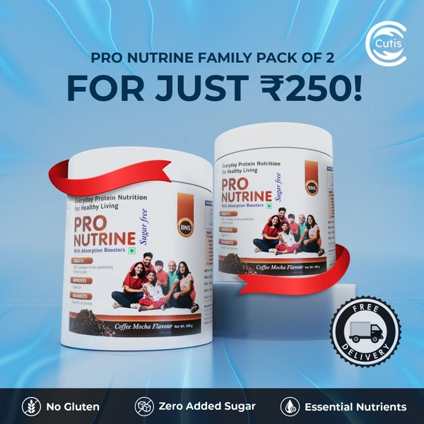 Cutis PRO NUTRINE Everyday Protein Nutrition Family Pack of 2 | Coffee Mocha Flavour | Sugar-Free | No Gluten | Essential Nutrients | Zero Added Sugar - 2 x 200 Grams, 2