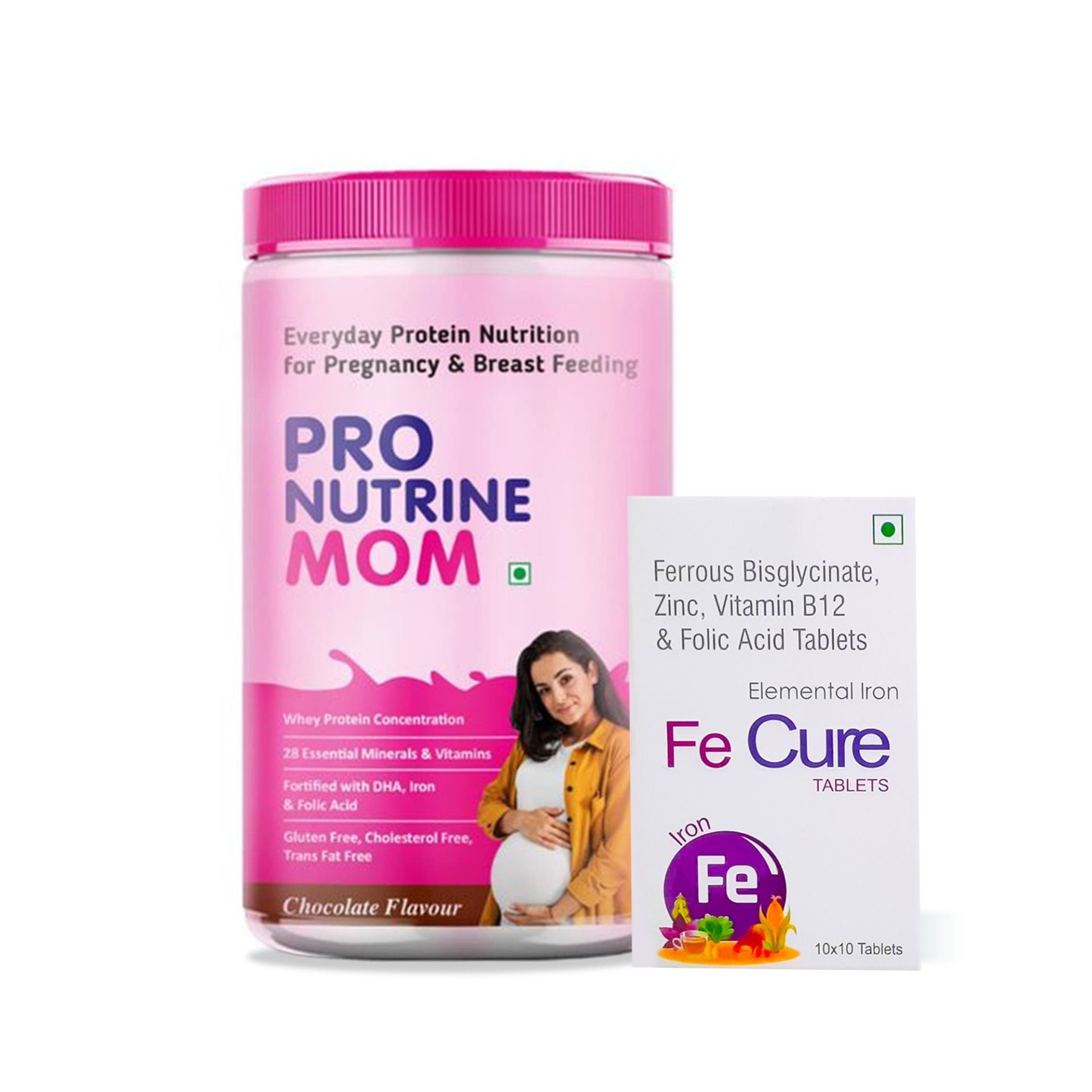 Pro Nutrine Mom Protein Powder with Free Fe Cure Elemental Iron ...