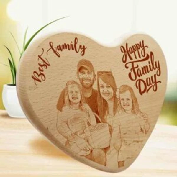 6x6" Inch - Heart Engraved Wood