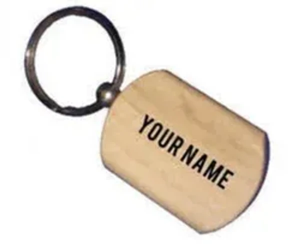 Wooden Engraved Keychain - Round Rectangle Shape