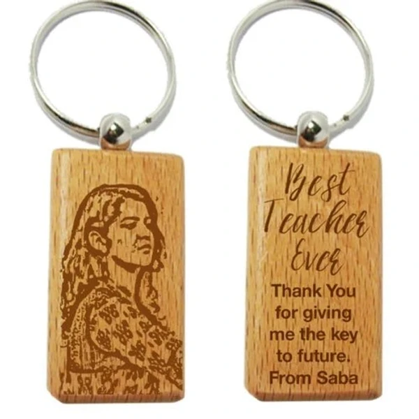 Wooden Engraved Keychain - Rectangle Shape