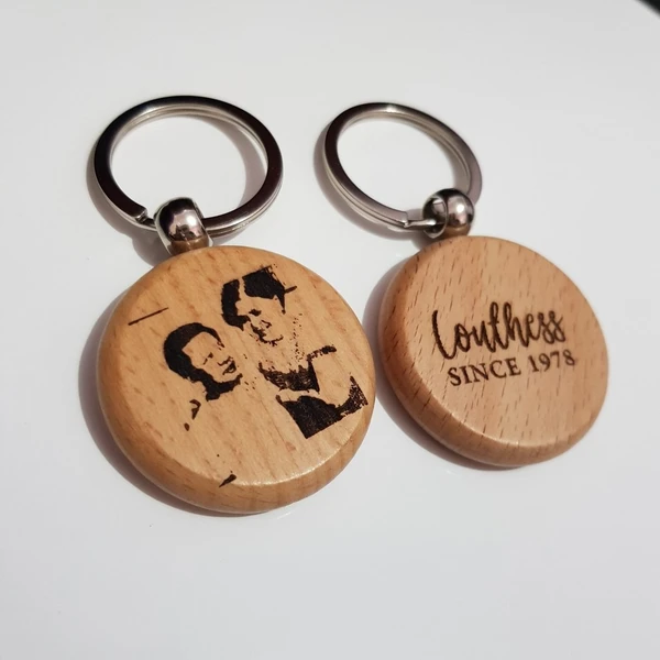 Wooden Engraved Keychain - Round Shape