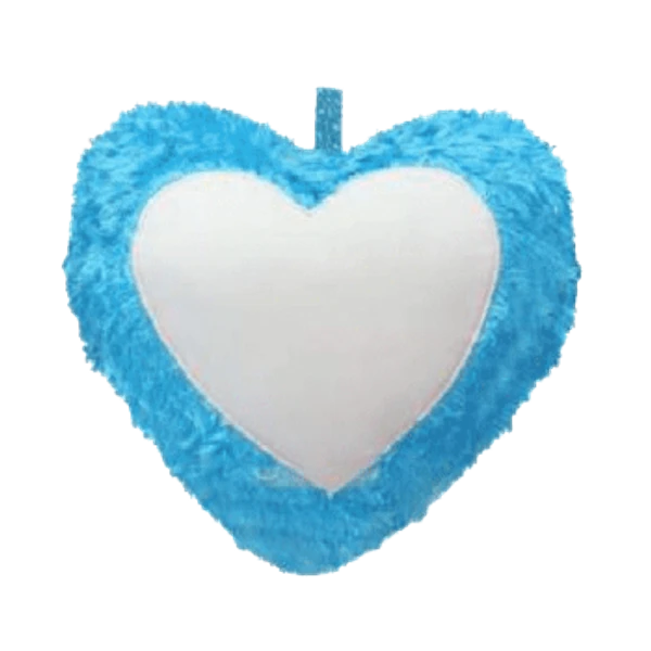 Fur Pillow - Heart Shape - Blue