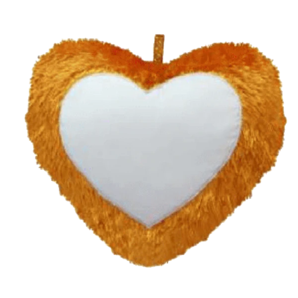 Fur Pillow - Heart Shape - Yellow