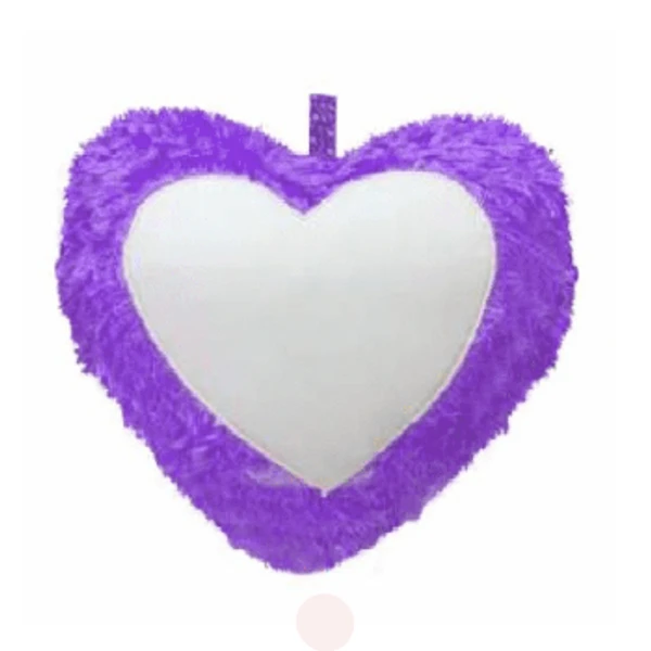 Fur Pillow - Heart Shape - Purple