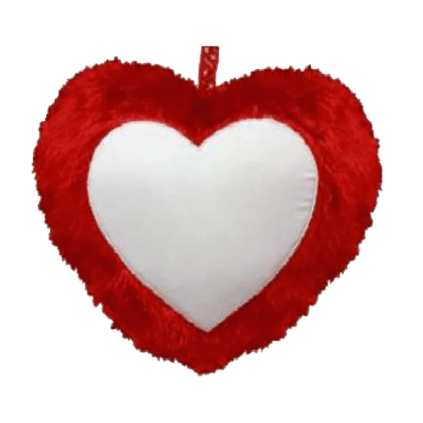 Fur Pillow - Heart Shape - Red