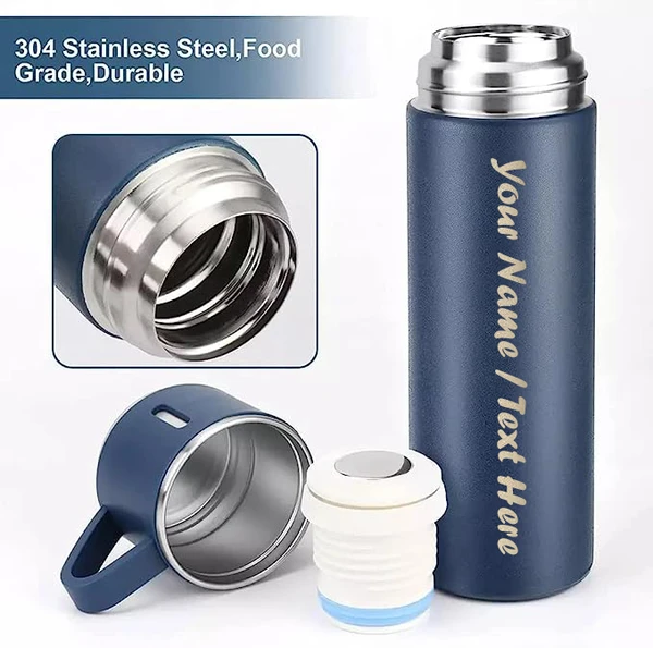 Vacuum Flask set with 3 Cups - Blue Color