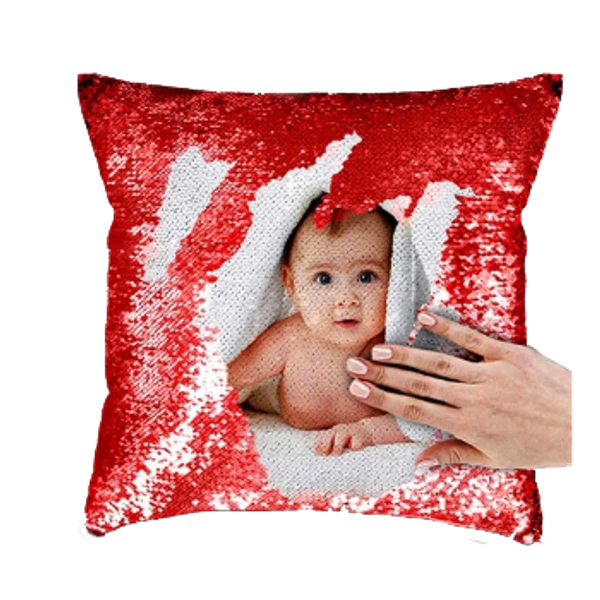 Sequin / Magic Pillow - Square Shape - Red