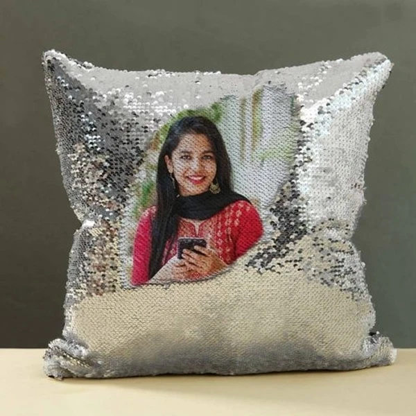 Sequin / Magic Pillow - Square Shape - Silver