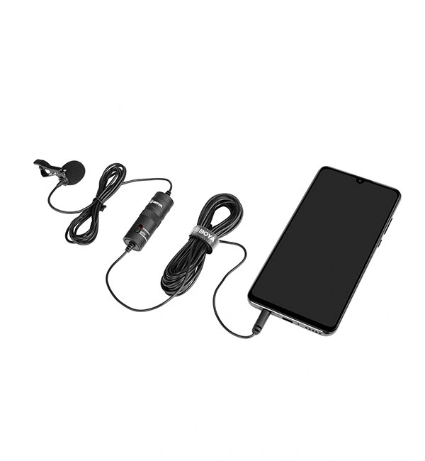 BOYA By-m1 3.5mm Electret Condenser Microphone with 1/4" Adapter for Smartphones, DSLR, Camcorders Microphone - Black