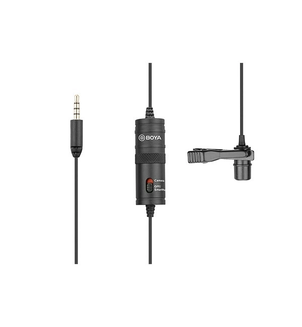 BOYA By-m1 3.5mm Electret Condenser Microphone with 1/4" Adapter for Smartphones, DSLR, Camcorders Microphone - Black