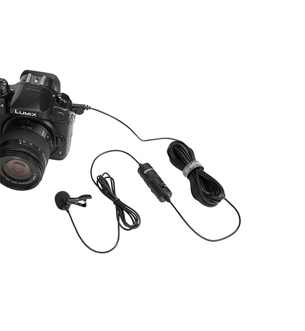 BOYA By-m1 3.5mm Electret Condenser Microphone with 1/4" Adapter for Smartphones, DSLR, Camcorders Microphone - Black