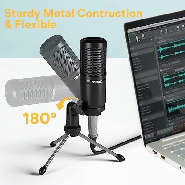 MAONO Au-Pm360Tr Trs Condenser USB Mic For Pc And Youtube Recording, Podcast Microphone For Gaming, Studio, Vlogging, Black - Black