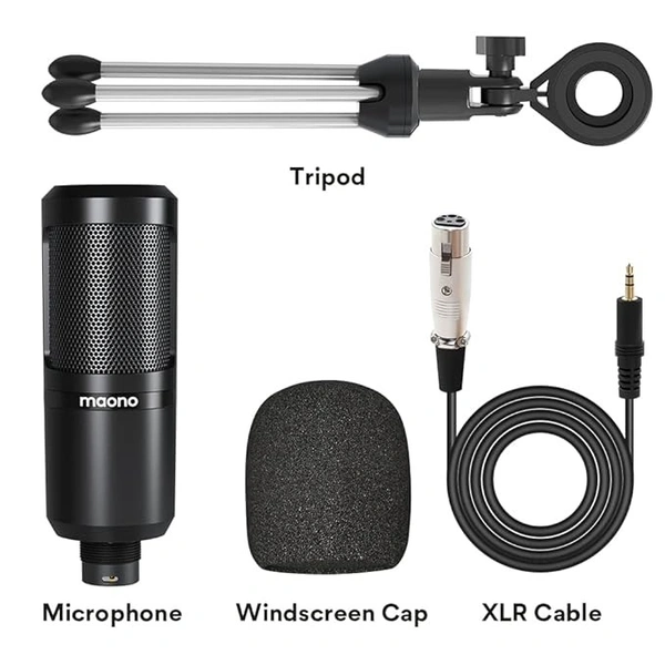 MAONO Au-Pm360Tr Trs Condenser USB Mic For Pc And Youtube Recording, Podcast Microphone For Gaming, Studio, Vlogging, Black - Black